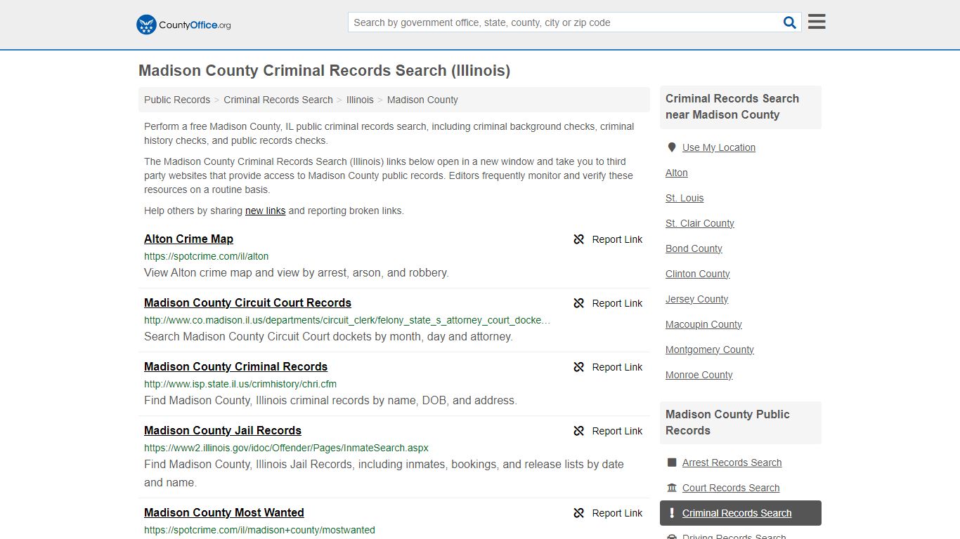 Madison County Criminal Records Search (Illinois)